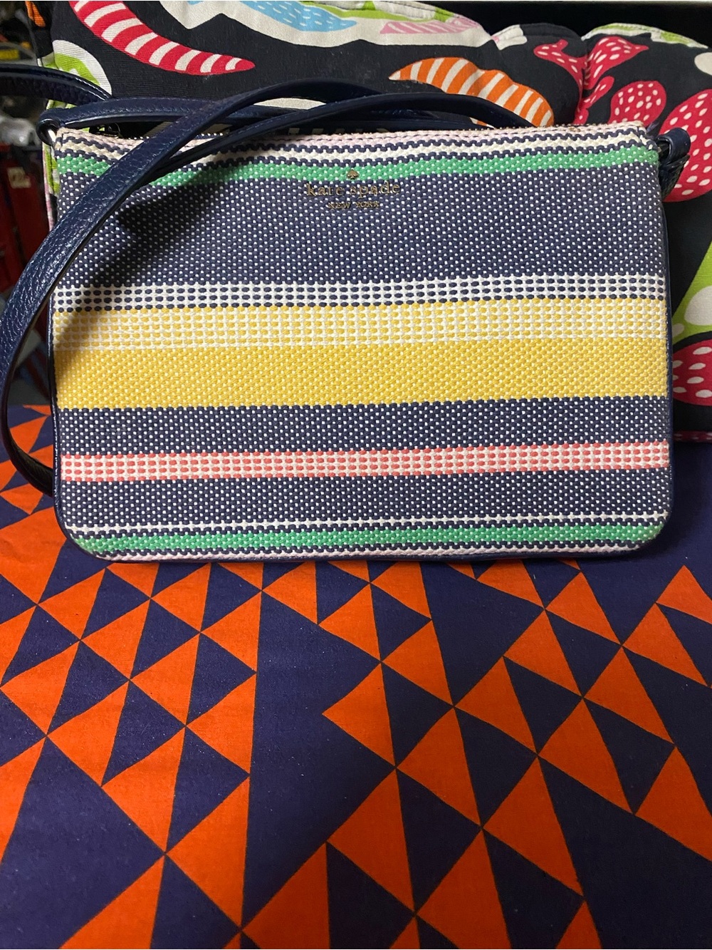 kate spade Navy, Yellow & Pink Striped Crossbody